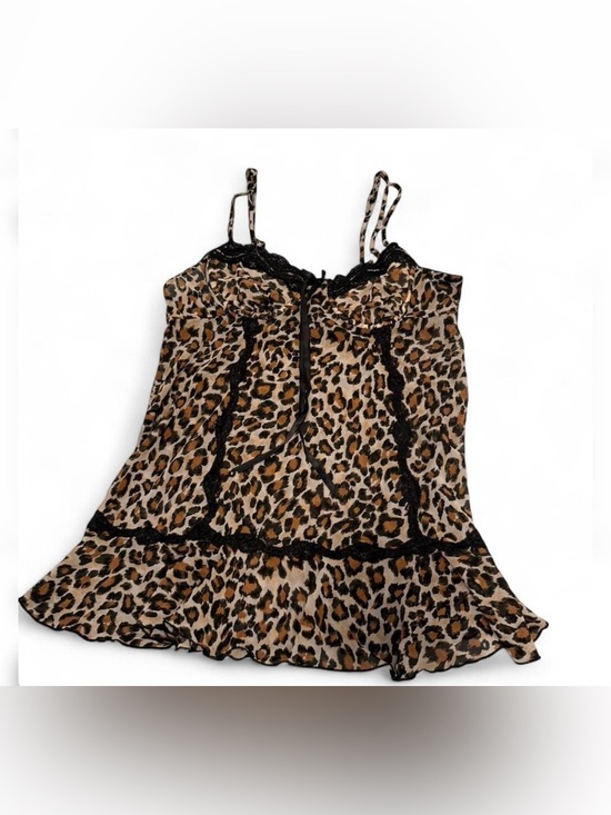 American Vintage Other - Y2K Leopard Print Lace Trim Cami Baby Doll Dress Mob Wife Baddie Bratz Rock L